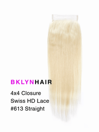 Brooklyn Hair 11A Grade 4x4 Swiss HD Lace Closure – #613 Platinum Blonde Straight