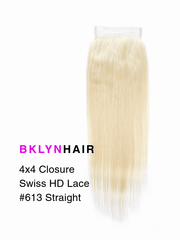 Brooklyn Hair 11A Grade 4x4 Swiss HD Lace Closure – #613 Platinum Blonde Straight