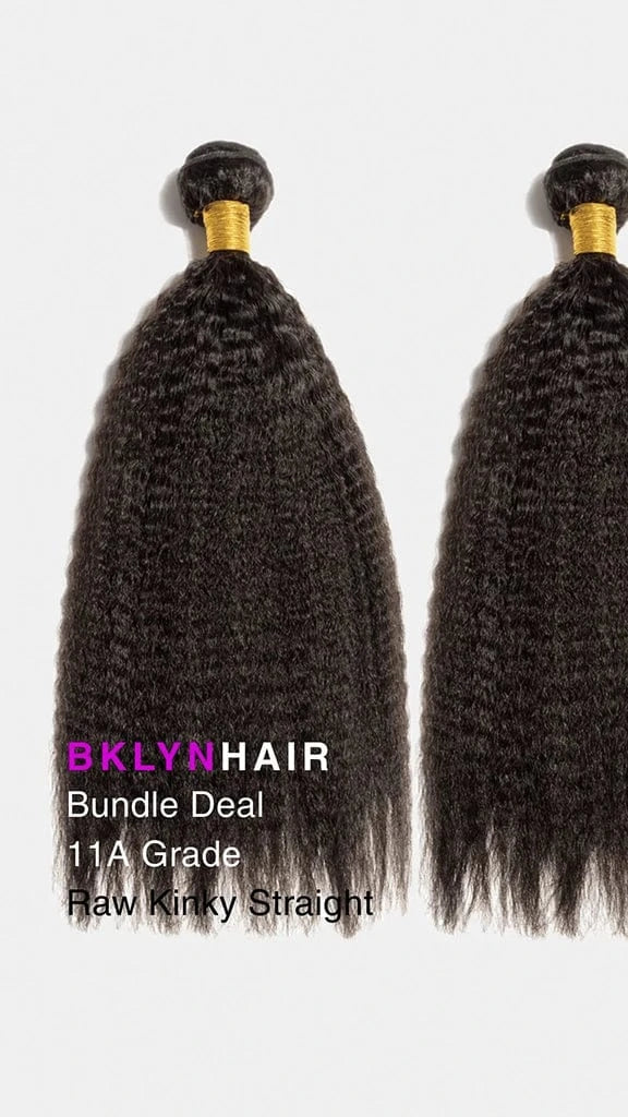 Brooklyn Hair 11A Raw Natural Kinky Straight 2 Bundle Deal – 100% Unprocessed Human Hair Natural Black