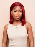 13x4 HD Lace Front Wig / Straight Bob Ruby Red