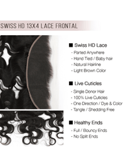Brooklyn Hair 13x4 HD Lace Frontal – Body Wave True Swiss HD 100% Remy Human Hair