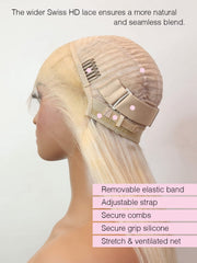 Brooklyn Hair 13x4 Swiss HD Lace Front Wig Straight Bob Blonde 12" 12" / Blonde