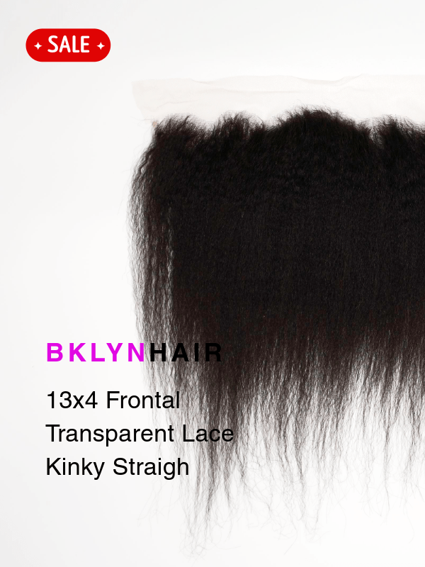 Brooklyn Hair 13x4 Transparent Lace Frontal – Kinky Straight 100% Virgin Human Hair Natural Black 14 / Kinky Straight / Transparent Lace