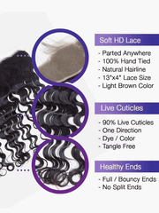 Brooklyn Hair 13x4 Transparent Lace Frontal – Loose Wave Brazilian Virgin Hair Natural Black