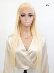 Icy Blonde Perfection #613 Long Straight 13x4 Lace Frontal Wig Swiss HD Lace Frontal 24-26"&30" 180% Density