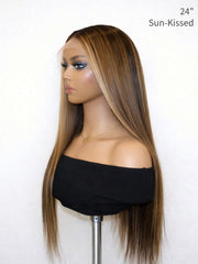 Warm Light Elegance Silky Straight 13x4 HD Lace Front Wig Sun-Kissed 180% Density