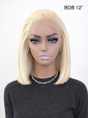 Platinum Perfection 13x4 HD Lace Frontal Wig Straight Bob 12" 200% Density