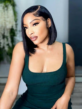 Jet Black Blunt Beauty 13x4 HD Lace Frontal Wig Straight 12" 200% Fullness