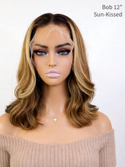Golden Glow Bob! 13x4 Swiss HD Lace Frontal Wig Straight 12" Sun-kissed