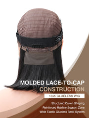 Blunt Cut 13x5 HD Lace Frontal Glueless Wig Straight 10-12"