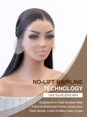 Silky Straight 13x5 HD Lace Frontal Glueless Wig 24" 180% Density