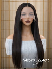 Silky Straight 13x5 HD Lace Frontal Glueless Wig 24" 180% Density