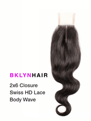 Brooklyn Hair 2x6 HD Lace Closure – Body Wave Pre-Bleached Knots True Swiss HD 100% Remy
