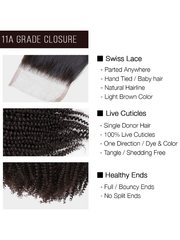 Brooklyn Hair 4x4 HD Lace Closure – Afro Kinky Curl True Swiss HD 100% Remy Human Hair 14" / Natural Black / Swiss HD