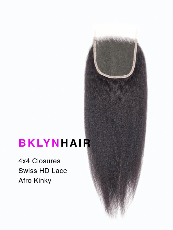 Brooklyn Hair 4x4 HD Lace Closure – Kinky Straight True Swiss HD 100% Remy Human Hair 14" / Natural Black / Swiss HD