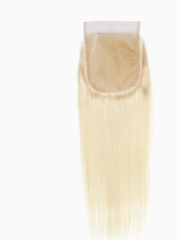 Brooklyn Hair 4x4 Transparent Lace Closure – #613 Platinum Blonde Straight 100% Remy Human Hair