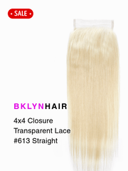 Brooklyn Hair 4x4 Transparent Lace Closure – #613 Platinum Blonde Straight 100% Remy Human Hair
