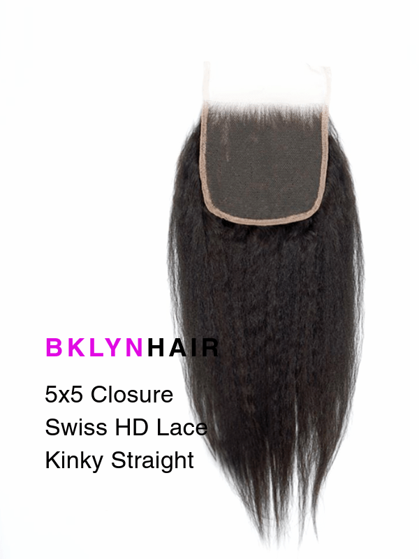 Brooklyn Hair 5x5 HD Lace Closure – Kinky Straight True Swiss HD 100% Remy Human Hair 14-16" / Kinky Straight / Swiss HD Lace
