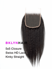 Brooklyn Hair 5x5 HD Lace Closure – Kinky Straight True Swiss HD 100% Remy Human Hair 14-16" / Kinky Straight / Swiss HD Lace