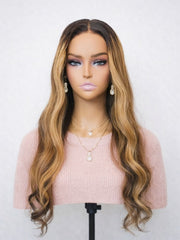 Blonde Highlights Loose Body Wave Glueless Wig Invisible Knots 5x5 Swiss HD Pre-Cut Lace