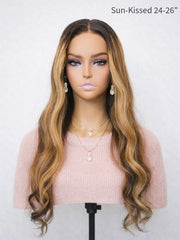 Blonde Highlights Loose Body Wave Glueless Wig Invisible Knots 5x5 Swiss HD Pre-Cut Lace