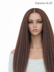 Espresso Brown Kinky Straight Glueless Wig 5x5 HD Lace 16-18" 180% Density