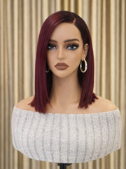 Ombre Ruby Red 5x5 HD Pre-Cut Lace Glueless Bob Style Wig 10-12"