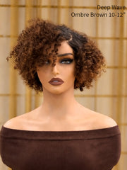 Wear N Go Deep Wave Ombre Brown 5x5 HD Pre-Cut Lace Glueless Bob Style Wig 10-12"