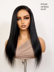 Black Edition Silky Straight Glueless Wig 5x5 Swiss HD Lace 180% Density