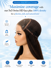 Loose Wave Glueless Wig 5x5 HD Lace Invisible Knots Pre-Bleached Knots