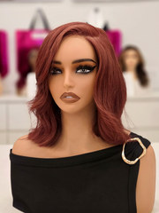 Reddish Brown! Blunt Cut Glueless Wig 10-12" 5x5 HD Pre-Cut Lace Invisible Small Knots