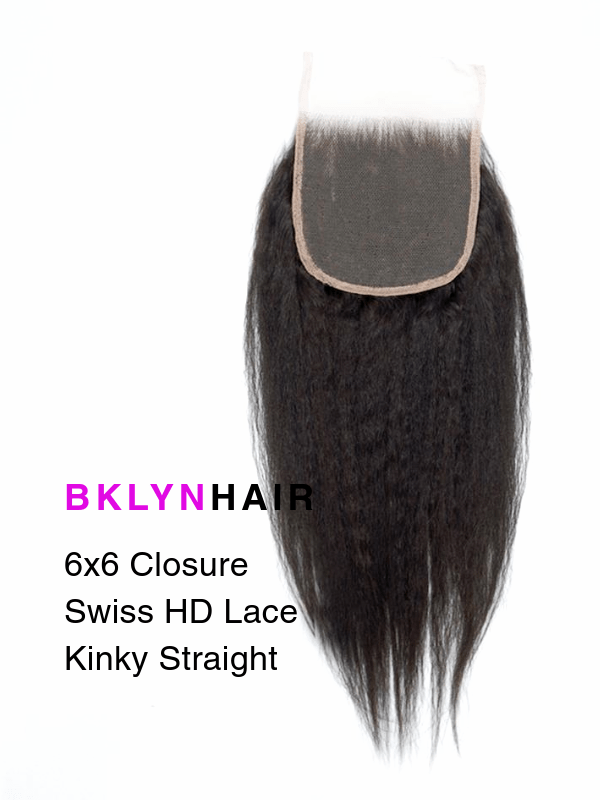 Brooklyn Hair 6x6 HD Lace Closure – Kinky Straight True Swiss HD 100% Remy Human Hair 14" / Kinky Straight / Swiss HD Lace