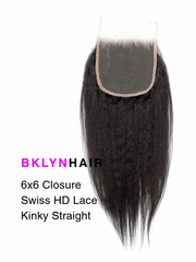 Brooklyn Hair 6x6 HD Lace Closure – Kinky Straight True Swiss HD 100% Remy Human Hair 14" / Kinky Straight / Swiss HD Lace