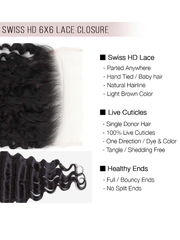 Brooklyn Hair 6x6 HD Lace Closure – Loose Wave True Swiss HD 100% Remy Human Hair