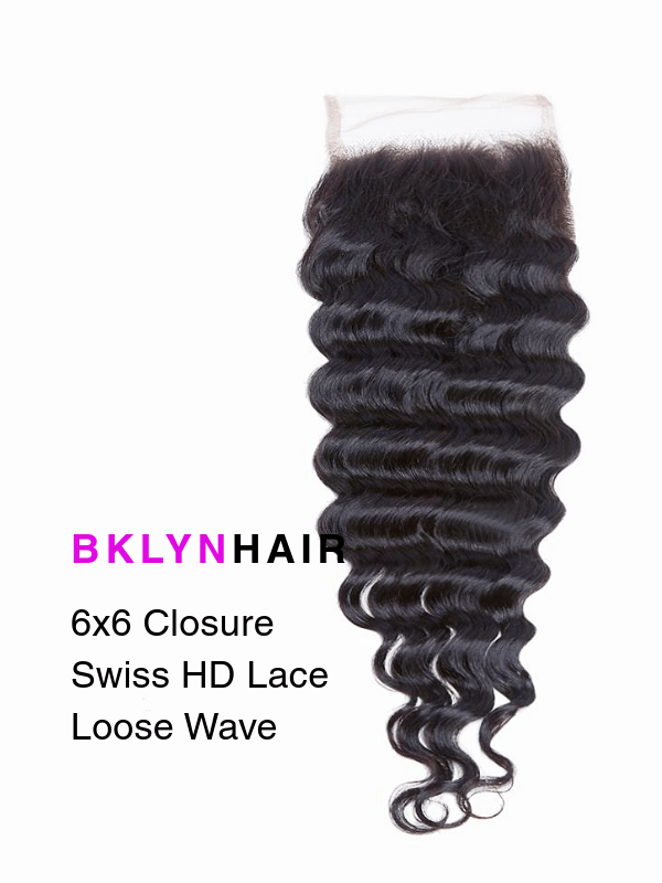 Brooklyn Hair 6x6 HD Lace Closure – Loose Wave True Swiss HD 100% Remy Human Hair