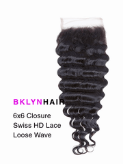 Brooklyn Hair 6x6 HD Lace Closure – Loose Wave True Swiss HD 100% Remy Human Hair