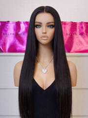Jet Black Silky Straight Glueless Wig 5x5 HD Lace 180% Density