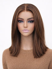 Brown Color Blunt Cut Glueless Wig 5x5 HD Lace Espresso & Reddish Brown