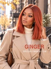 Spiced Copper Chic Straight Bob Wig 13x4 HD Lace Frontal 12" Cajun Spice 200% Volume