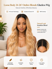 Wear N Go Ombre Blonde Glueless Wig 5x5 HD Lace Loose Body Wave