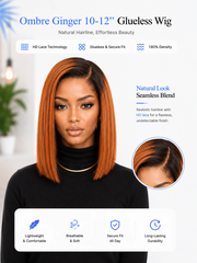 Ombre Ginger Glueless Wig 5x5 HD Lace Bob 10-12" Pre-Cut