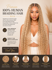 Premium 100% Human Braiding Hair Bulk - Peruvian Deep Twist #Honey Blonde