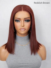 Brown Color Blunt Cut Glueless Wig 5x5 HD Lace Espresso & Reddish Brown