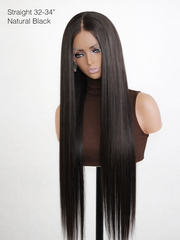 Length & Luxury 28"&34" 13x4 Swiss HD Lace Frontal Wig Silky Straight 180% Density Natural Black