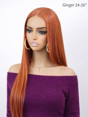 Ginger Color Silky Straight Glueless Wig 5x5 HD Lace 24-26" 180% Density