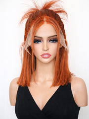 Spiced Copper Chic Straight Bob Wig 13x4 HD Lace Frontal 12" Cajun Spice 200% Volume