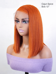 Spiced Copper Chic Straight Bob Wig 13x4 HD Lace Frontal 12" Cajun Spice 200% Volume