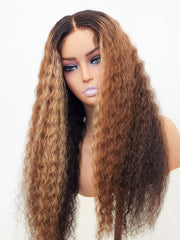 Brooklyn Hair Blonde Highlights Deep Wave Glueless Wig Invisible Small Knots 5x5 Swiss HD Pre-Cut Lace Sun-Kissed 24-26" / Sun-Kissed