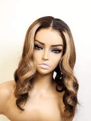 Brooklyn Hair Blonde Highlights Loose Body Wave Glueless Wig Invisible Small Knots 5x5 Swiss HD Pre-Cut Lace 180% Density Sun-Kissed 14-16" / Sun-Kissed