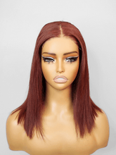 Brooklyn Hair Blunt Cut Glueless Wig 5x5 Swiss HD Pre-Cut Lace Bob Invisible Small Knots Bob Style 10-12" / REDDISH BROWN